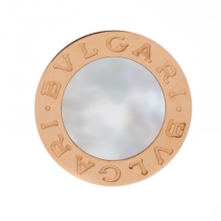 Pre Owned Bvlgari Mother of Pearl Inlay 18k Rose Gold Circular Ring Size 56