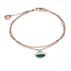 Pre Owned Bvlgari Divas' Dream Turquoise 18k Rose Gold Bracelet Size SM