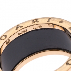 Pre Owned Bvlgari B.Zero1 Black Ceramic 18K Rose Gold 4-Band Ring Size 60