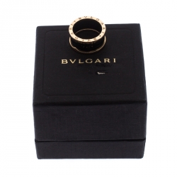 Pre Owned Bvlgari B.Zero1 Black Ceramic 18K Rose Gold 4-Band Ring Size 60
