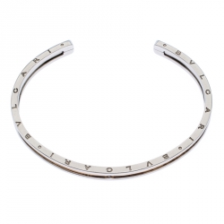 Bvlgari B.Zero1 Stainless Steel 18k Rose Gold Narrow Open Cuff Bracelet