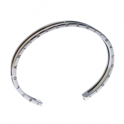 Bvlgari B.Zero1 Stainless Steel 18k Rose Gold Narrow Open Cuff Bracelet
