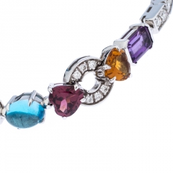 Pre Owned Bvlgari Allegra Diamond Multi-color Gemstone 18k White Gold Bracelet