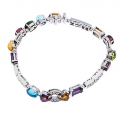 Pre Owned Bvlgari Allegra Diamond Multi-color Gemstone 18k White Gold Bracelet