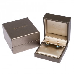Bvlgari Allegra Cultured Pearl Diamond Blue Topaz 18k Yellow Gold Clip-on Drop Earrings