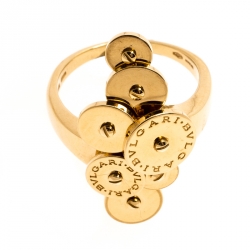 Pre Owned Bvlgari Cicladi 7 Disc 18K Yellow Gold Ring Size 61