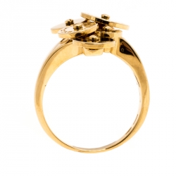 Pre Owned Bvlgari Cicladi 7 Disc 18K Yellow Gold Ring Size 61