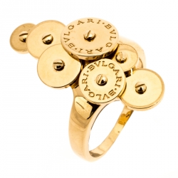 Pre Owned Bvlgari Cicladi 7 Disc 18K Yellow Gold Ring Size 61