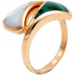 Pre Owned Bvlgari Divas Dream Contraire Rose Gold Mop & Malachite Ring Size 58