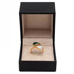 Pre Owned Bvlgari Divas Dream Contraire Rose Gold Mop & Malachite Ring Size 58