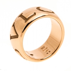 Pre Owned Bvlgari Monologo Diamond 18K Rose Gold Band Ring Size 49