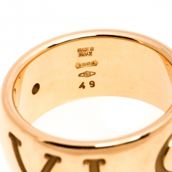 Pre Owned Bvlgari Monologo Diamond 18K Rose Gold Band Ring Size 49