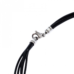 Pre Owned Bvlgari Crown Tondo 18K Yellow Gold Stainless Steel Pendant Cord Necklace