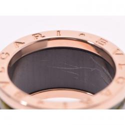 Bvlgari B.Zero1 Green Marble 18K Rose Gold Band Ring Size 54