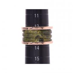 Bvlgari B.Zero1 Green Marble 18K Rose Gold Band Ring Size 54
