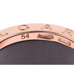 Bvlgari B.Zero1 Green Marble 18K Rose Gold Band Ring Size 54