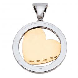 Pre Owned Bvlgari Tondo Heart Diamond 18K Yellow Gold Stainless Steel Pendant 