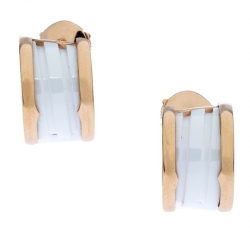 Bvlgari B.Zero1 White Ceramic 18k Rose Gold Earrings