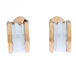Bvlgari B.Zero1 White Ceramic 18k Rose Gold Earrings