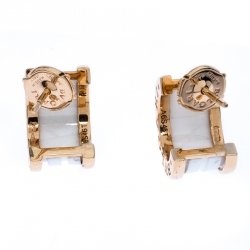 Bvlgari B.Zero1 White Ceramic 18k Rose Gold Earrings