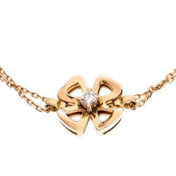 Pre Owned Bvlgari Fiorever Diamond 18K Rose Gold Chain Link Bracelet SM