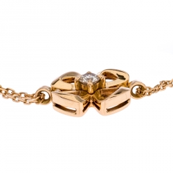 Pre Owned Bvlgari Fiorever Diamond 18K Rose Gold Chain Link Bracelet SM