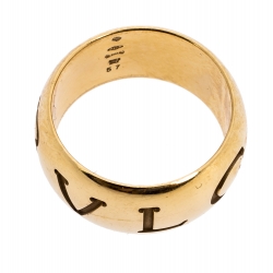 Pre Owned Bvlgari Monologo 18K Yellow Gold Band Ring Size 57
