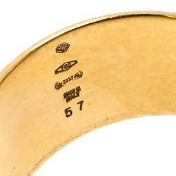 Pre Owned Bvlgari Monologo 18K Yellow Gold Band Ring Size 57