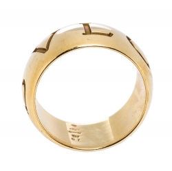 Pre Owned Bvlgari Monologo 18K Yellow Gold Band Ring Size 57