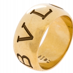 Pre Owned Bvlgari Monologo 18K Yellow Gold Band Ring Size 57