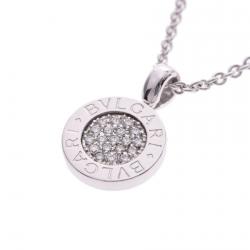 Pre Owned Bvlgari Bvlgari Diamond 18K White Gold Pendant Necklace