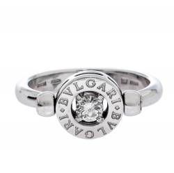 Pre Owned Bvlgari Diamond 18K White Gold Ring Size 54