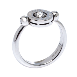 Pre Owned Bvlgari Diamond 18K White Gold Ring Size 54