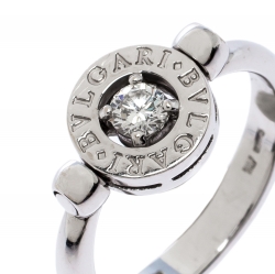 Pre Owned Bvlgari Diamond 18K White Gold Ring Size 54