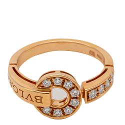 Pre Owned Bvlgari Rose Gold Bvlgari Bvlgari Pave Diamond Ring Size 56