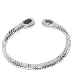 Pre Owned Bvlgari Tubogas Onyx Stainless Steel Cuff Bangle
