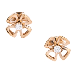 Bvlgari Fiorever Diamond 18K Rose Gold Flower Stud Earrings 