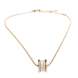 Pre Owned Bvlgari B.Zero1 White Ceramic 18K Rose Gold Pendant Necklace