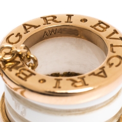 Pre Owned Bvlgari B.Zero1 White Ceramic 18K Rose Gold Pendant Necklace