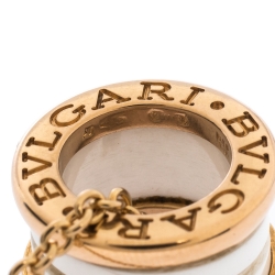 Pre Owned Bvlgari B.Zero1 White Ceramic 18K Rose Gold Pendant Necklace