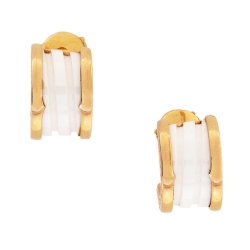 Bvlgari B.Zero1 White Ceramic 18K Rose Gold Earrings
