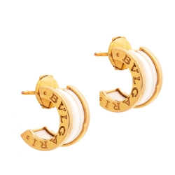 Bvlgari B.Zero1 White Ceramic 18K Rose Gold Earrings