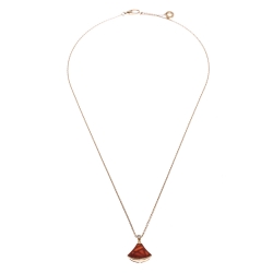 Pre Owned Bvlgari Divas' Dream Carnelian Diamond 18K Rose Gold Pendant Necklace