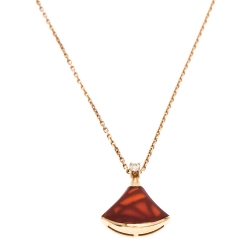 Pre Owned Bvlgari Divas' Dream Carnelian Diamond 18K Rose Gold Pendant Necklace