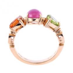 Pre Owned Bvlgari Allegra Diamond Multicolored Gemstones 18K Yellow Gold Ring Size 50