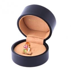Pre Owned Bvlgari Allegra Diamond Multicolored Gemstones 18K Yellow Gold Ring Size 50