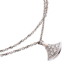 Pre Owned Bvlgari Divas' Dream Pave Diamond 18K White Gold Charm Bracelet SM