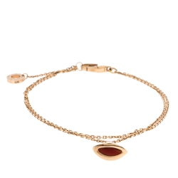 Pre Owned Bvlgari Divas' Dream Coral Charm 18K Rose Gold Chain Bracelet SM