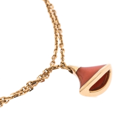 Pre Owned Bvlgari Divas' Dream Coral Charm 18K Rose Gold Chain Bracelet SM