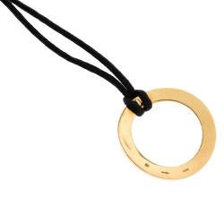Bvlgari Open Round 18K Yellow Gold Black Cord Necklace